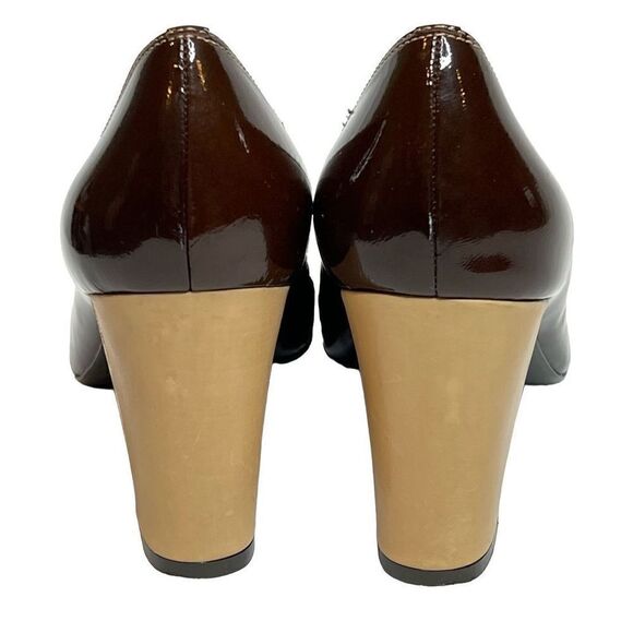 Franco Sarto brown and tan block heel round toe pumps size 9.5 - Picture 12 of 15